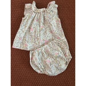 Bonpoint Baby Girl 2 Piece Floral Set Luxury 100% Cotton Made In Hungary